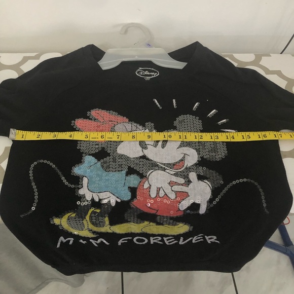 Disney Mickey Mouse Minnie sequins heart Gray Black Pullover juniors size 3/5 - Picture 4 of 16